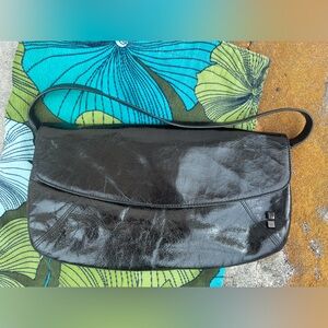 Helen Welsh Black Leather Convertible Shoulder Clutch Wristlet Bag